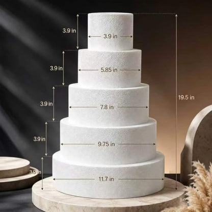 5 Tier Foam Dummy Cake Set for Cake Decorating, Display & Practice