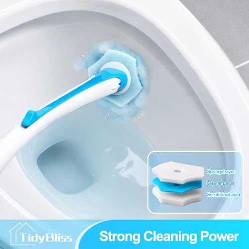 Disposable Toilet Brush and Holder Set with 48 Refills - No-Touch System