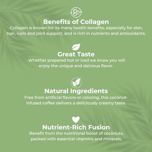 CAcafe Collagen Coffee | Coconut Infused Colombian Blend Coffee with Anti-Aging Collagen | Antioxidants & Natural Energy | 19.05oz