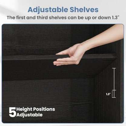 6-Tier Bookcase - 63 Inch Tall Open Bookshelf in Modern Black - DUMOS