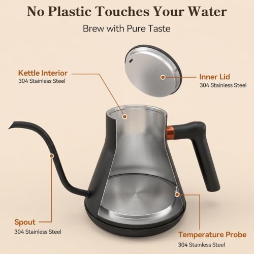 Mecity Electric Kettle with 6 Preset Temperatures & Touchscreen - Black