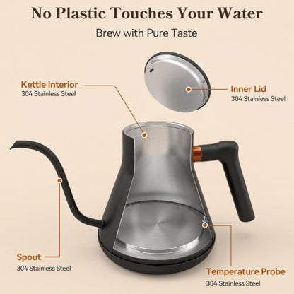 Mecity Electric Kettle with 6 Preset Temperatures & Touchscreen - Black
