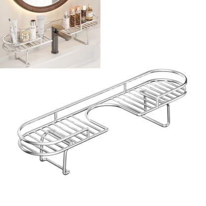60cm Foldable Stainless Steel Sink Shelf No-Drill Over The Sink Organizer