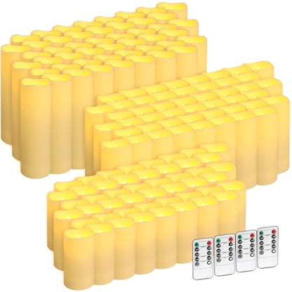 144-Pack Ivory Flameless LED Candles with Remote & Timer - Wedding & Holiday Decor