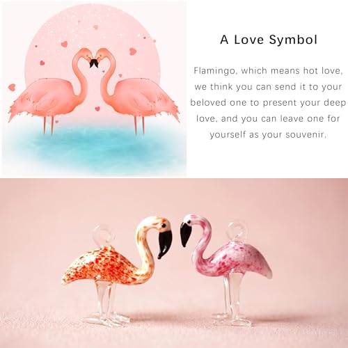 Set of 2 Hand Blown Glass Flamingo Ornaments for Holiday Tree Decor