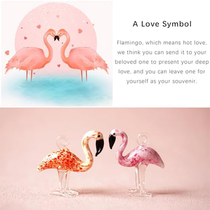 Set of 2 Hand Blown Glass Flamingo Ornaments for Holiday Tree Decor