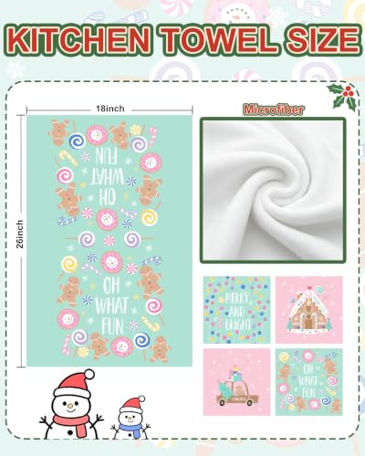 Christmas Hand Towels 2 Pack - Mint Green 18x26 Soft Absorbent Kitchen & Bathroom Towels