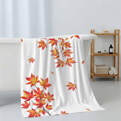 Thanksgiving Fall Bath Towel Set of 3 with Red White Variations - Microfiber Absorbent Luxury Bathroom Towels for Kitchen & Beach