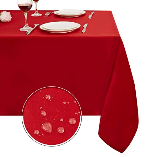 Obstal Red Rectangle Tablecloth 60 x 120 Inch Waterproof Holiday Protector