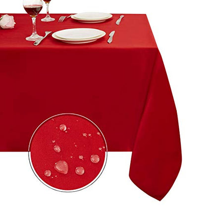 Obstal Red Rectangle Tablecloth 60 x 120 Inch Waterproof Holiday Protector
