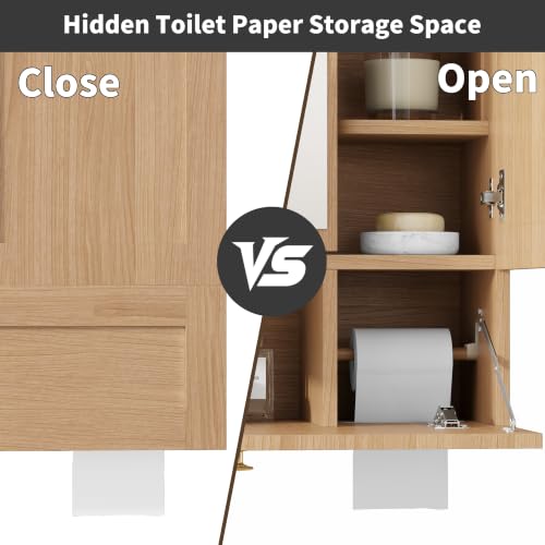 Arched Bathroom Wall Cabinet with Mirror and Toilet Paper Holder