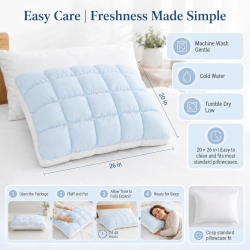 Gary Fluffy Cloud Cooling Pillow with Ice Silk Cover - Supportive Sleep Cushion
