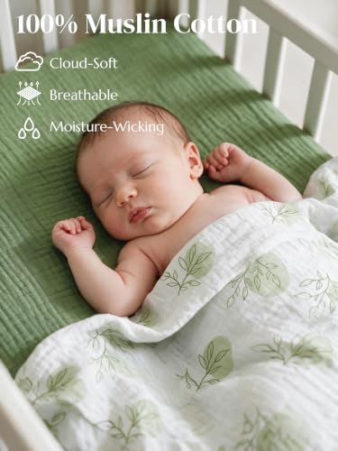 Muslin Swaddle Blankets for Newborns 3-Pack - Organic Cotton, Brown, 40x40 Inches