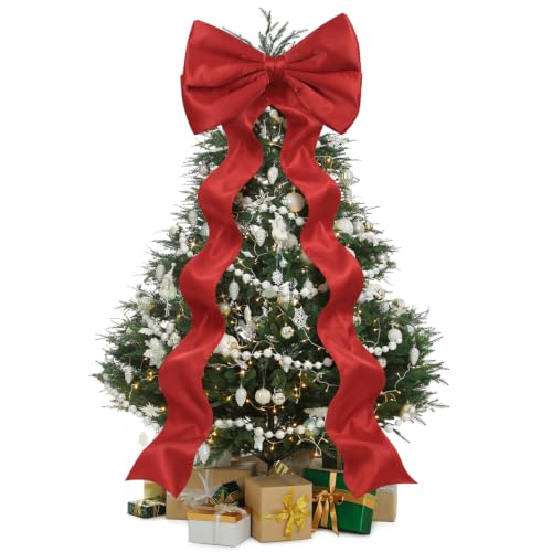 Large Satin Christmas Decoration Bow - Red 20 x 83 Inch Holiday Ribbon