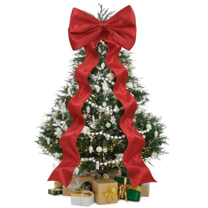 Large Satin Christmas Decoration Bow - Red 20 x 83 Inch Holiday Ribbon