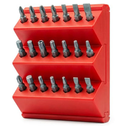 Red 1/4" Hex Bit Organizer - Modular Interlocking Drill Bit Holder