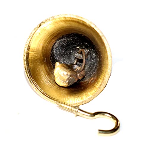 Brass Pooja Bells with J Hook - 2 Inch Hanging Wall Ornaments, Silver & Gold (12) - Christmas Decor