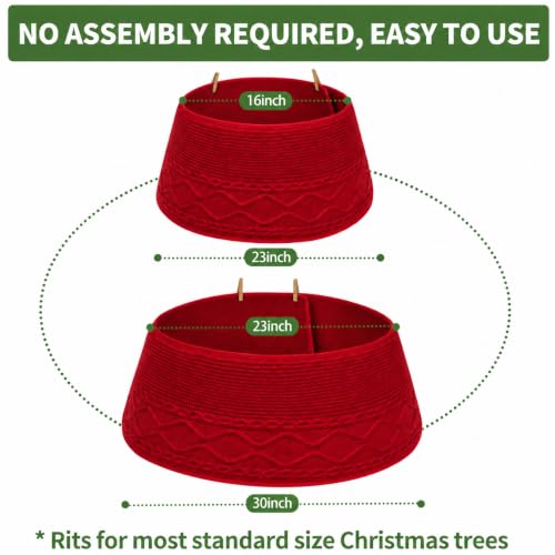 Noiclub Knit Christmas Tree Collar - Cream, Adjustable 23-30 Inch Diameter