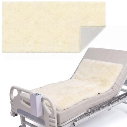 Sheepskin Bed Sore Prevention Pad - 30x60in Beige Support Mattress Cover