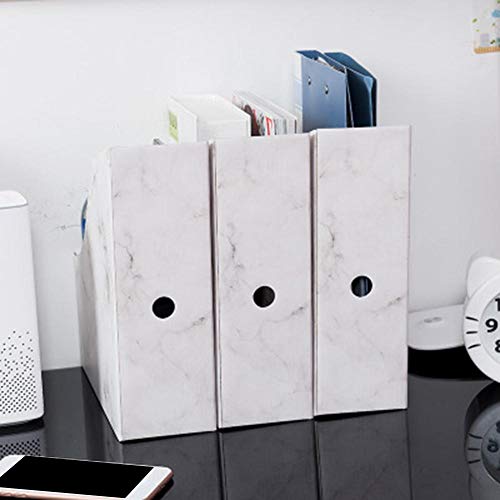 Waterproof Cardboard Magazine Holder with Marble Pattern - Desk Organizer Storage Box