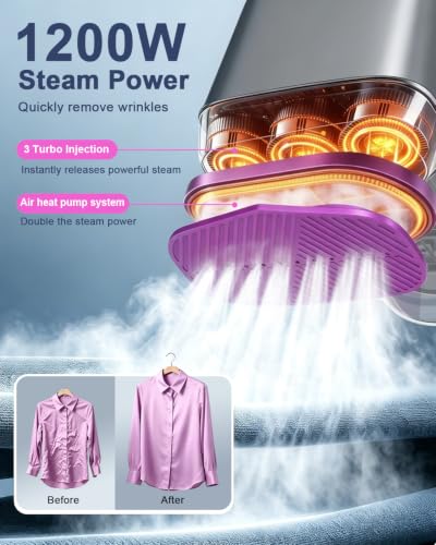 Handheld Travel Garment Steamer for Clothes - Grey, 1200W, 5 Modes, Large Water Tank