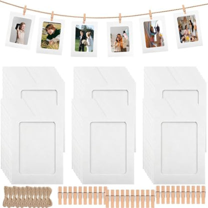 Paper Photo Frames 4x6 Inch Wall Display Banner with Wooden Clips & String