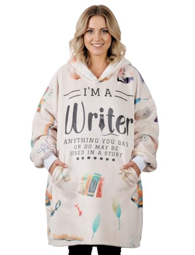 Writer Gift Blanket Hoodie - Super Soft Flannel Wearable Throw for Cozy Comfort