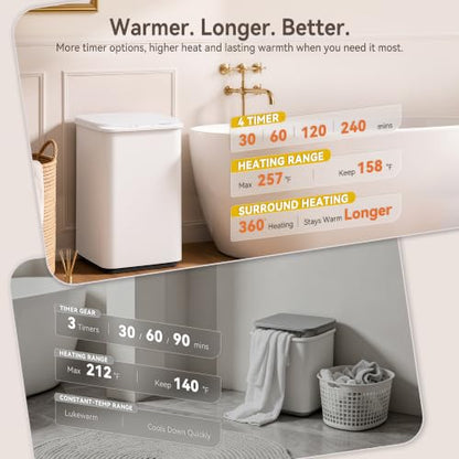 Manastin Heated Towel Warmer with Fragrance Disc Holder - White