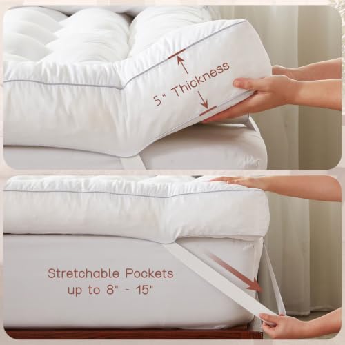 5 Inch King Memory Foam Mattress Topper - White King Size, Back Pain Relief