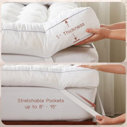 5 Inch King Memory Foam Mattress Topper - White King Size, Back Pain Relief