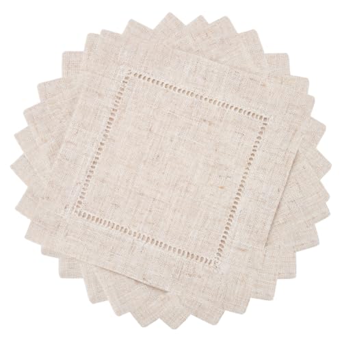 12-Pack Reusable Linen-Feel Cocktail Napkins - Absorbent & Elegant, 5.9x5.9 Inch