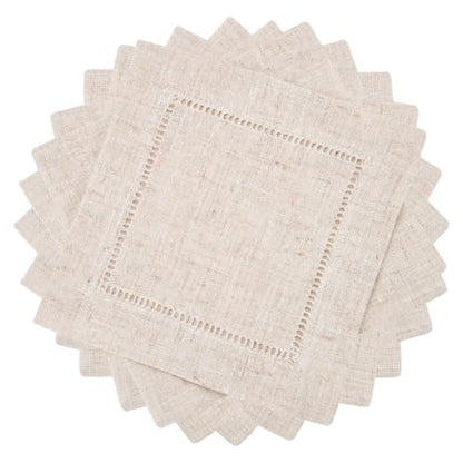 12-Pack Reusable Linen-Feel Cocktail Napkins - Absorbent & Elegant, 5.9x5.9 Inch