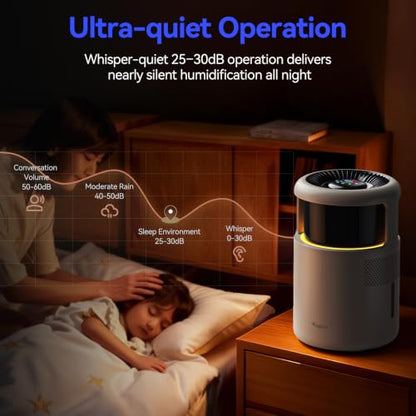 Large 6L Evaporative Humidifier for Bedroom & Nursery, No White Dust, Quiet Sleep Mode