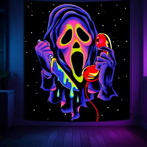 SparkLia Blacklight Horror Skull Tapestry for Bedroom, 40 x 30 Inches - Neon UV Effect
