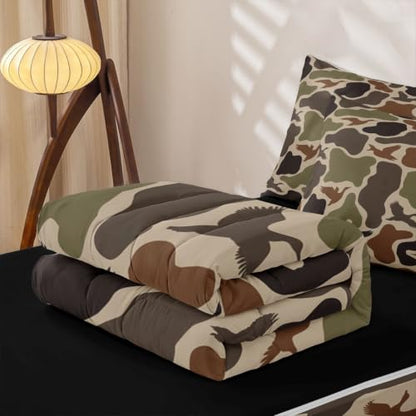 Duck Hunting Army Camo Twin Comforter Set with Zipper Bedding - Camo 48