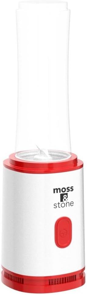 Moss & Stone Single Serve Blender - Compact 20 Oz Design in White & Red for Easy Blending