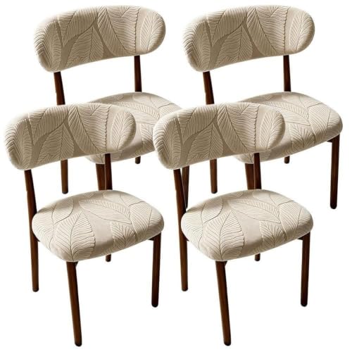 2-Piece Dining Chair Cover Set Beige - Backrest & Seat Cushions, Fits Modern Chairs