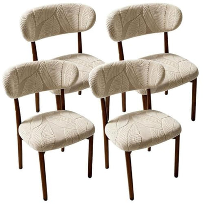 2-Piece Dining Chair Cover Set Beige - Backrest & Seat Cushions, Fits Modern Chairs
