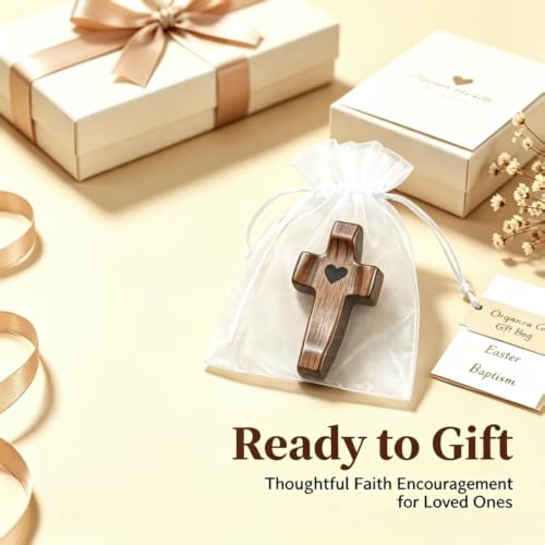 Pocket Wooden Cross for Prayer and Reflection - Handheld Christian Religious Decor (Variation of THIS listing)