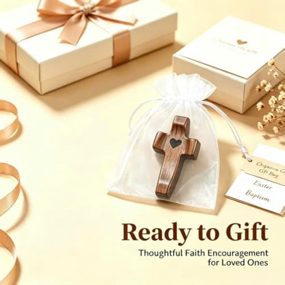 Pocket Wooden Cross for Prayer and Reflection - Handheld Christian Religious Decor (Variation of THIS listing)