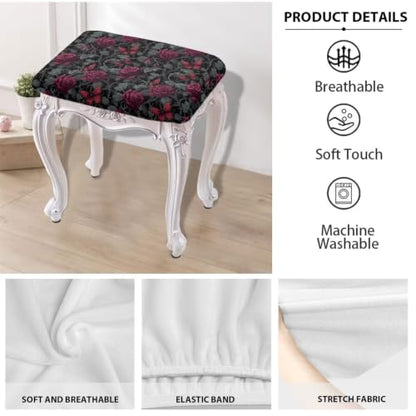 Universal Fit Gothic Rose Butterfly Bar Stool Covers 2-Piece Set