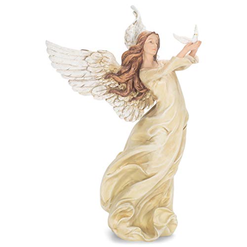 Religious Angel Statue with Dove - 10 Inch Decorative Sculpture for Home & Prayer Spaces