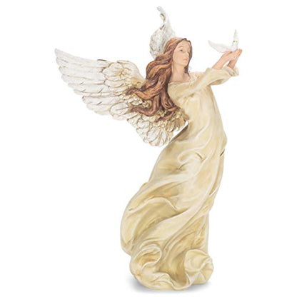 Religious Angel Statue with Dove - 10 Inch Decorative Sculpture for Home & Prayer Spaces