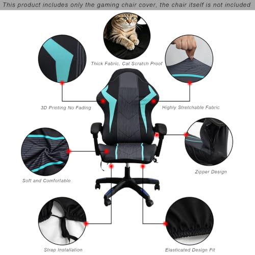 Gaming Chair Cover Thick Wear-Resistant Cat Scratch Proof - Black Blue Model 1