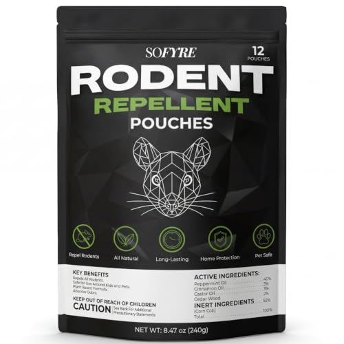 Natural Mouse & Rat Repellent Pouches 12-Pack for Home & Garage