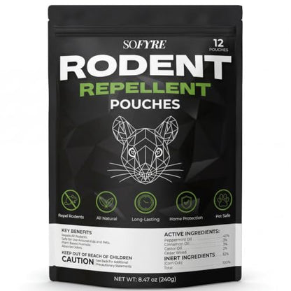 Natural Mouse & Rat Repellent Pouches 12-Pack for Home & Garage