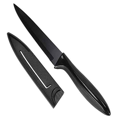 Chef Craft Premium Utility Knife with Sheath, 5 inch Blade 10 inches in Length, Black