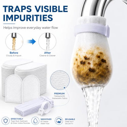 300 Pack Faucet Filter Bags - Mesh Water Filter Sleeves for Kitchen & Bathroom