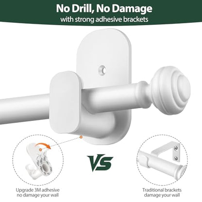White No Drilling Curtain Rods 32-86 Inches Pack of 4 - Renter Friendly