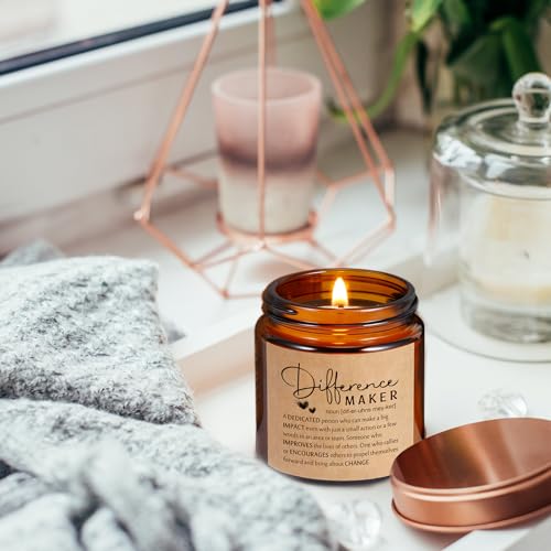 Employee Appreciation Candles Set - 10 Scented Soy Candles with Inspirational Quotes, Amber / Difference